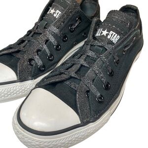Converse Unisex Double Lace Up Sneaker Black And Black Sparkle Athletic Size 8